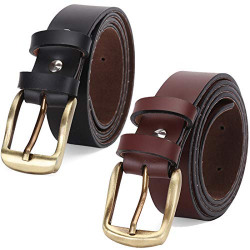 Elligator Artificial Leather Black and Brown Belt With Anti-Scratch Brass Buckle