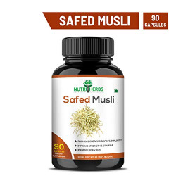 Nutriherbs 100% Natural & Organic Safed Musli 800 Mg 90 Capsules (Pack Of 1)