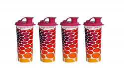 Signoraware Stylish Energy Jumbo Plastic Sipper Set, 500ml, Set of 4, Pink