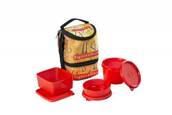 Signoraware Roman Trio Lunch Box with Bag Set, 3-Pieces, Deep Red