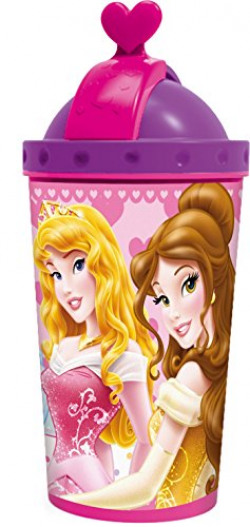 Disney Princess Polypropylene Sipper Bottle, 450ml, Pink/Violet