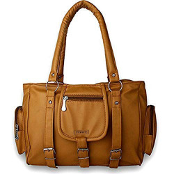 Typify Women's Leatherette PU Handbag with Sling Belt (Tan)