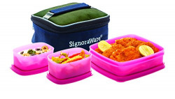  Signoraware Hot N Cute Lunch Box with Bag, Pink