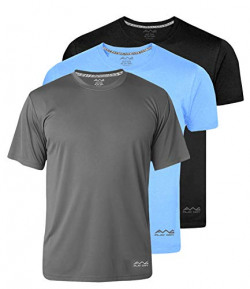 AWG Men's Dryfit Polyester Round Neck Half Sleeve T-Shirts (Pack of 3 - AWGDFT-BL-SBU-DGR-L)