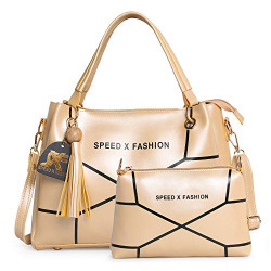 Speed X Fashion Women's Hand Held Bag With Combo (Gold Colour)