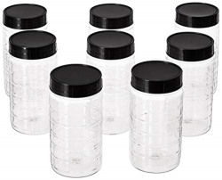Solimo Amazon Brand - Spice Jar, 200 ml, Set of 8, Black