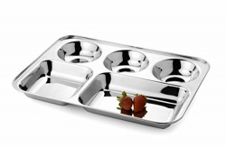 Rupa's Stainless Steel Compartment Dish/Thali 5 in 1 - Set of 1pc