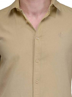 Feed Up Men's Solid Slim Fit Casual Shirt (FeedUpSTGlobal002_Beige_44)