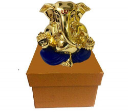 Msa Jewels Gold Plated Divine Lord Ganesh Idol -(4.5x4x3 cm) With Red Velvet Box
