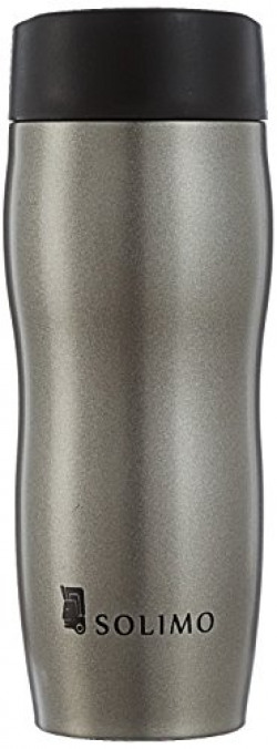 Amazon Brand - Solimo Vacuum Insulated Stainless Steel Travel Mug, Sparkle, 380 ml