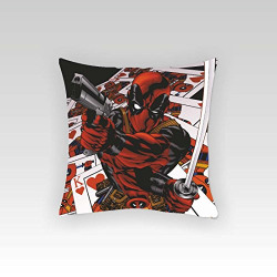 Marvel Deadpool Gun Square Stretch Polyester Cushion Cover - 16 x16 , Multicolour