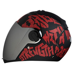 Steelbird SBA-2 Strength Stylish bike full face helmet with free transparent Visor for night vision (580MM, Black with Red - Silver Mirror Visor)