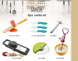 Ganesh Plastic Kitchen Tool Set, 6 in 1 Combo, Multicolour