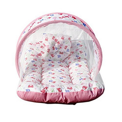 KiddosCare Baby Mattress with Mosquito Net Sleeping Bag Combo (Pink)