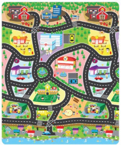 Sunta Eva Heat Transferred Printed Roll mat-City Map with Road Track(Multicolor)