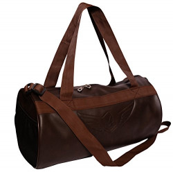 Auxter Leatherite Gym Bag Duffel Bag Emboss Logo (Brown)