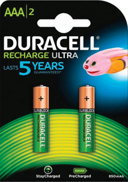 Duracell Ultra 5003447 AAA Rechargeable Batteries 900 mAh (Pack of 2, Green)