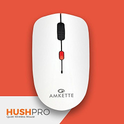 Amkette Hush Pro-The Quiet Wireless Mouse for Laptop/PC/Desktop (with USB Receiver) (White)