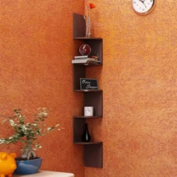 Onlineshoppee ZigZag MDF Wall Shelf(Number of Shelves - 5, Brown)