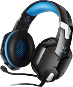 Kotion Each G1200 Wired Headset with Mic(Black & Blue, Over the Ear)