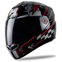 Steelbird Racer SBA-1 Helmet with Plain Visor (Matt Black and Red, M)