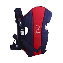 Farlin Extra Width Adjustable Baby Front and Back Hold Cuddler Hands with Free 2 in 1 Baby Carrier Bag (Red/Blue)