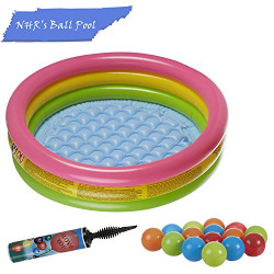 NHR feet Inflatable Kid’s Swimming Pool/Ball Pool/Water Pool with Floating Balls and Air Pump (Multicolor) (3 Feet)