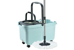WOTRA Premium Spinwave Smart Magic Cleaning Bucket Mop with Easy Wheels with 3 Refills (Aqua Green) S335