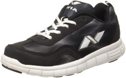  Nivia Escort Mesh PVC Running Shoe, Men's 10 UK (Black/White)