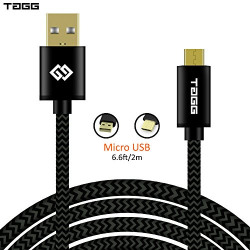 TAGG Powerline Nylon Braided Micro USB Cable - 6.6 Feet (2 Meters) (Black-Grey)