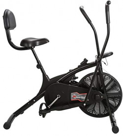 Powermax Fitness BU-205 Exercise Cycle for Weight Loss at Home | Air Bike with back support and moving handles