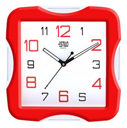 Estilo Plastic Analog Wall Clock (26 cm x 26 cm x 5 cm, Red, ES9733RED)