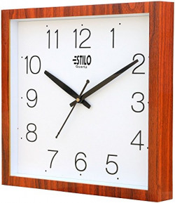 Estilo Plastic Analog Wall Clock (28 cm x 28 cm x 5 cm, Orange, 1457Orange)
