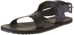 United Colors of Benetton Men's Black Leather Sandals and Floaters- 9 Uk/43 EU (17P8Cart1041I)