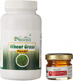 Farm Naturelle The Finest Herbal Wheatgrass Powder, 100g with Raw Forest Honey, 40g