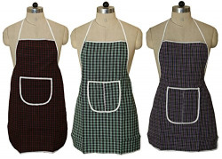 Kuber Industries™ Check Design Waterproof Kitchen Apron with Front Pocket Set of 3 Pcs (Code- Ap030)