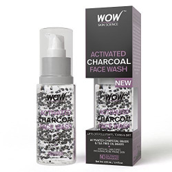 WOW Activated Charcoal infused with Activated Charcoal Beads No Parabens & Sulphate Face Wash, 100mL