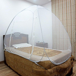 Healthgenie Foldable Mosquito Net for Single Bed - White with Repair kit