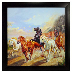 Indianara Vastu Seven Horses Paintings 1558 Without Glass 13 8 X