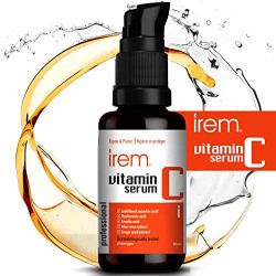 Irem Vitamin C Serum for face with Hyaluronic acid, Ferulic acid, Aloe vera and Grape seed extract, 30ml