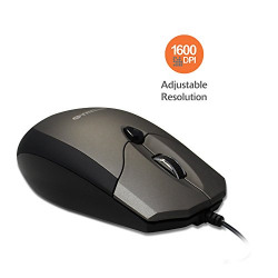 Amkette Weego PRO Optical Mouse Ergonomic Design Adjustable 1600 DPI Resolution (Grey-Black)