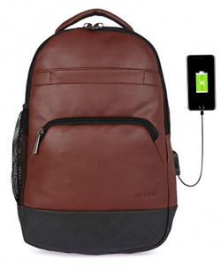 Fur Jaden Anti Theft Zipper 15.6 Inch Waterproof Laptop Backpack Bag with USB Charging Port 30 Ltrs Brown Casual Backpack (BM100_Brown)