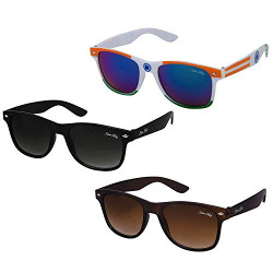 Silver Kartz Wayfarer UV Protection Sunglasses Gift Pack of Combo of 3 (kr1)