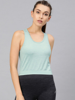 HRX by Hrithik Roshan Blue Solid Tank Top 70%OFF