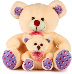Deals India Cream Mother And Baby Teddy  - 40 cm(Black)