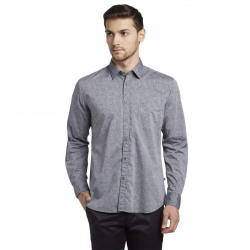 Parx Printed Slim Fit Cutaway Collar Full Sleeve Shirts Grey