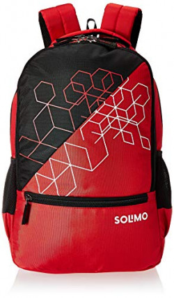 Amazon Brand - Solimo Cubes Laptop Backpack for 15.6-inch Laptops (31 litres, Red)