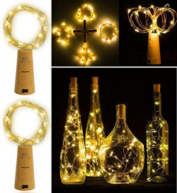 CITRA 20 LED Wine Bottle Cork Lights Copper Wire String Lights, 2 m/7.2FT Battery Operated Fairy Lights for DIY Pack of 2