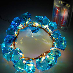Citra 20 Led Battery Operated Irregular Crystal Blue Copper String Light for Diwali and Other Festival Decorations