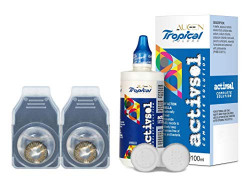 Tropical ActivSol Monthly Disposable Zero Power Color Contact Lenses With 100 ml Multipurpose Solution & Lens Case (2 Lens Pack PureHazel-0.00)